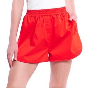 La Ligne Val Shorts High Waisted Stretch Cotton Poppy Red S